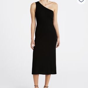 Heatherly Knit One shoulder fitted Midi dress